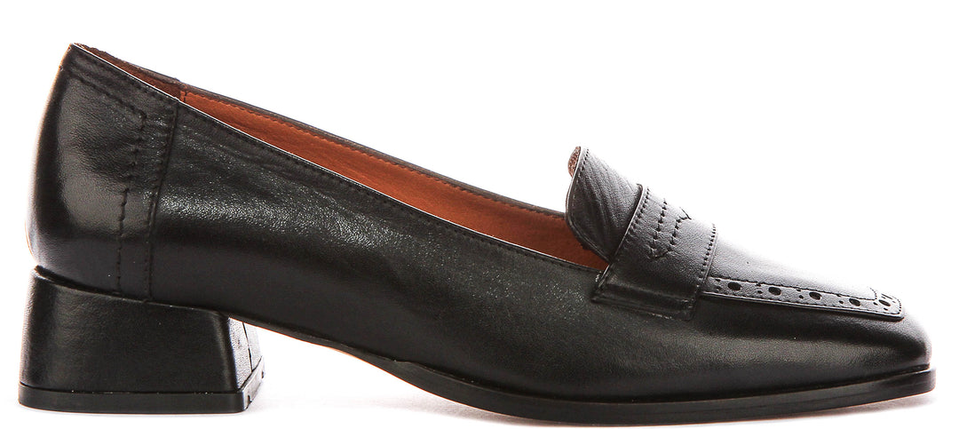 Sally Heel Square Toe Loafer In Black
