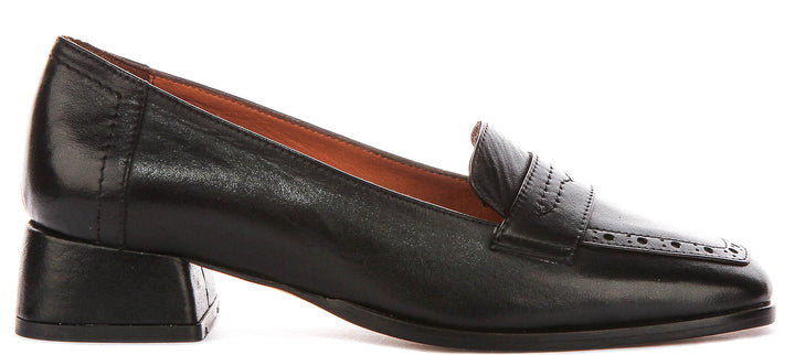 Sally Heel Square Toe Loafer In Black