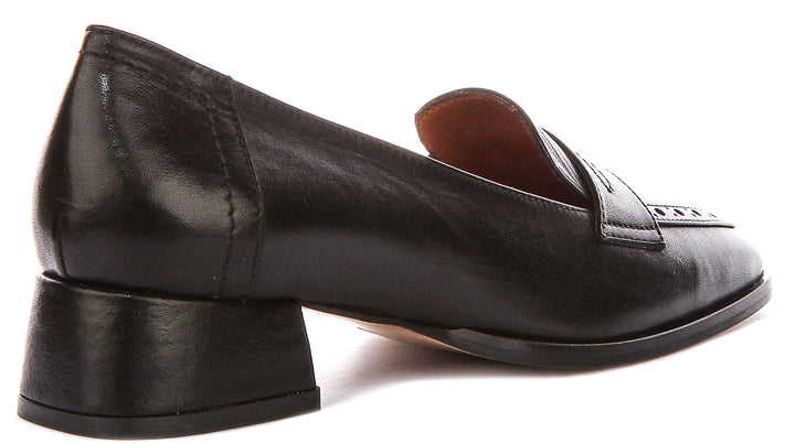 Sally Heel Square Toe Loafer In Black