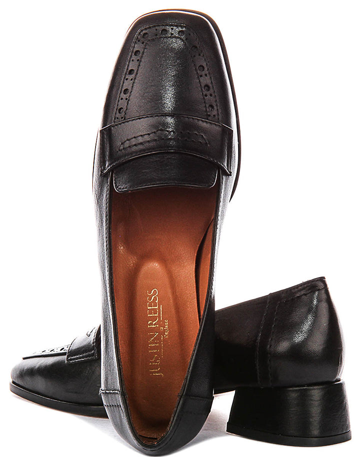 Sally Heel Square Toe Loafer In Black