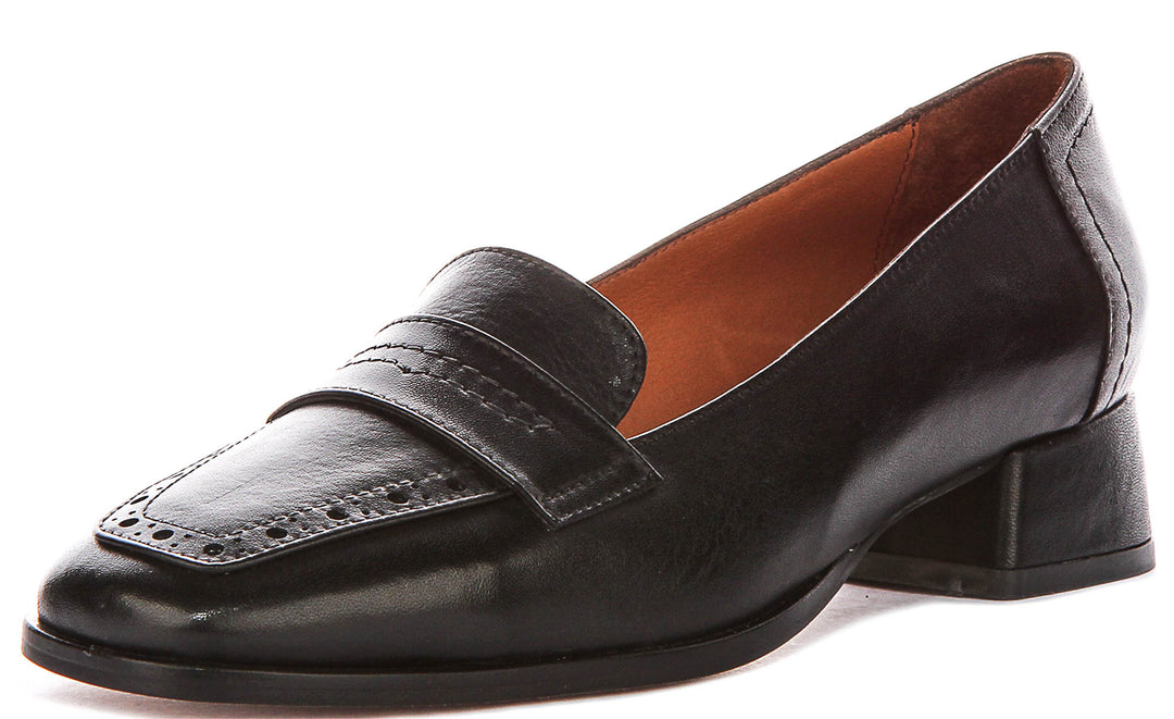 Sally Heel Square Toe Loafer In Black