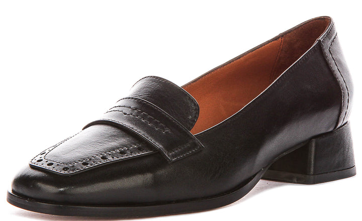 Sally Heel Square Toe Loafer In Black