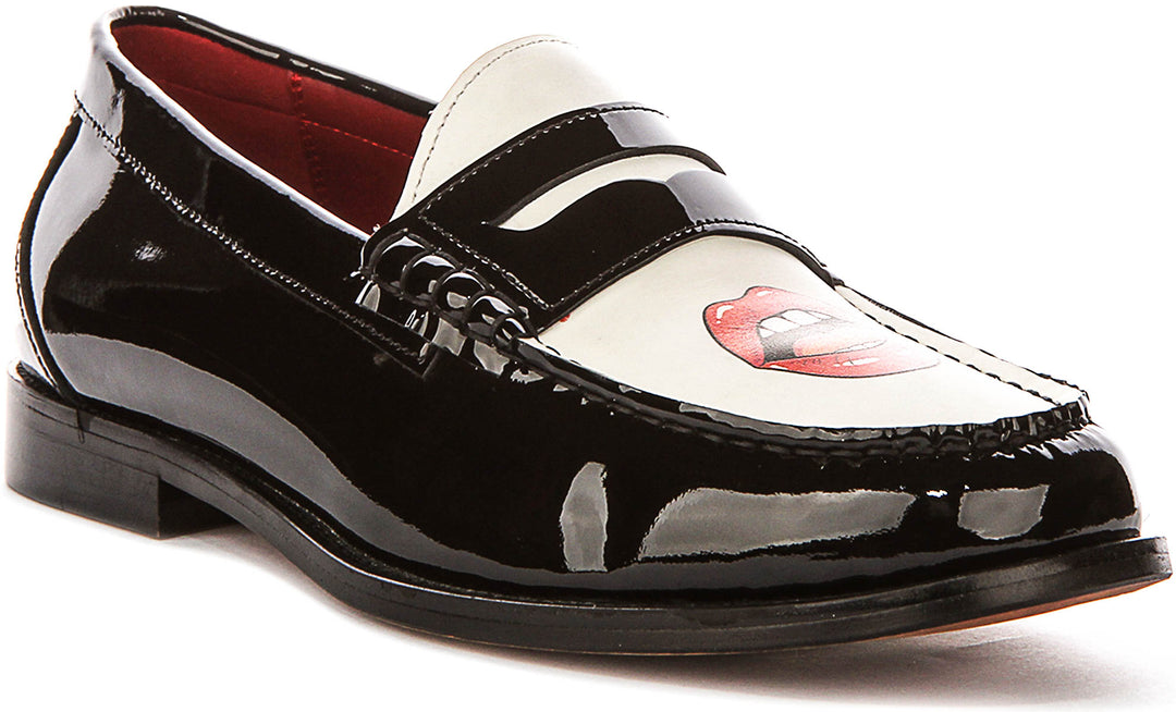 Joseph Loafer Lips Print In Black White for Men