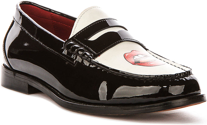 Joseph Loafer Lips Print In Black White for Men