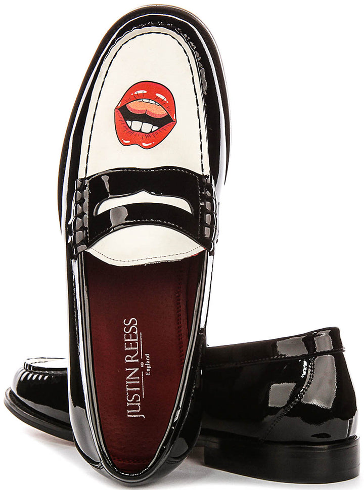 Joseph Loafer Lips Print In Black White for Men