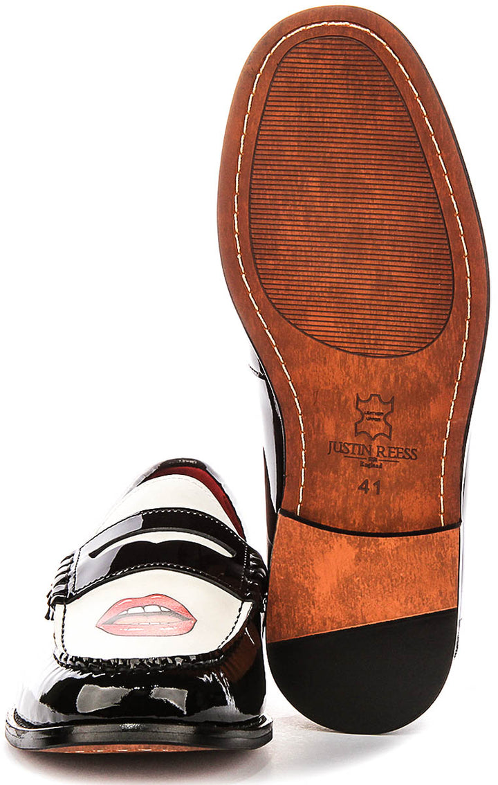 Joseph Loafer Lips Print In Black White for Men