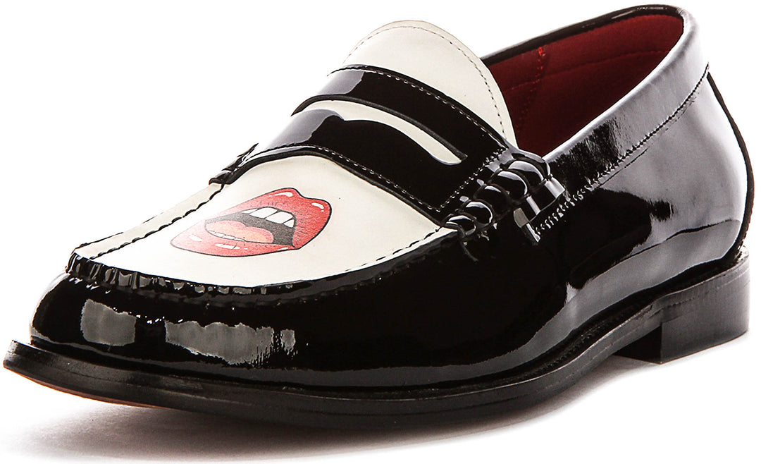 Joseph Loafer Lips Print In Black White for Men
