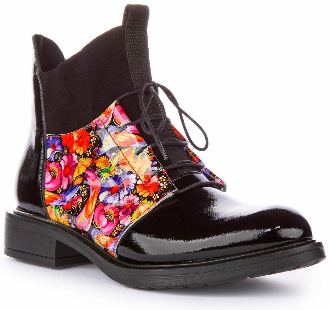 Mylah Ankle Boots In Black Flower