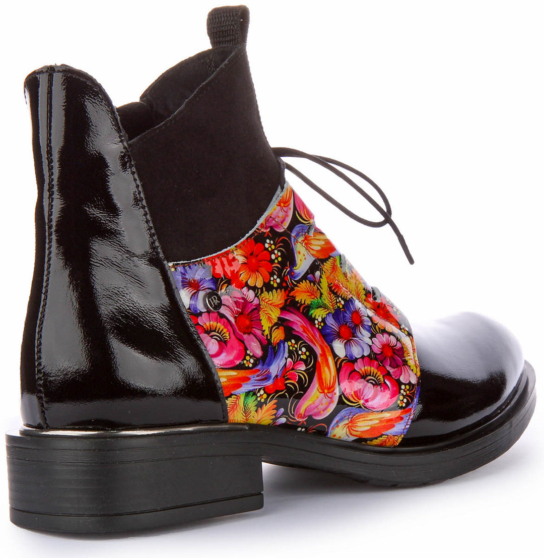 Mylah Ankle Boots In Black Flower