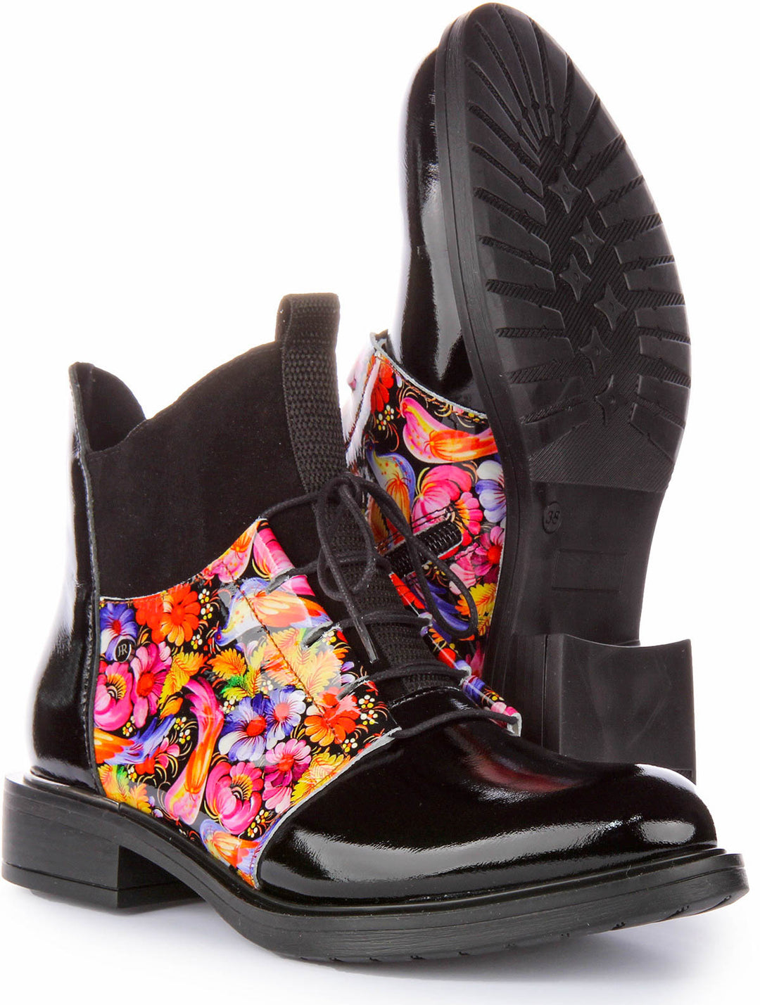 Mylah Ankle Boots In Black Flower