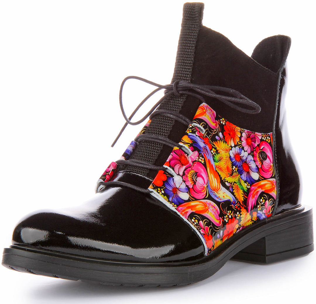 Mylah Ankle Boots In Black Flower