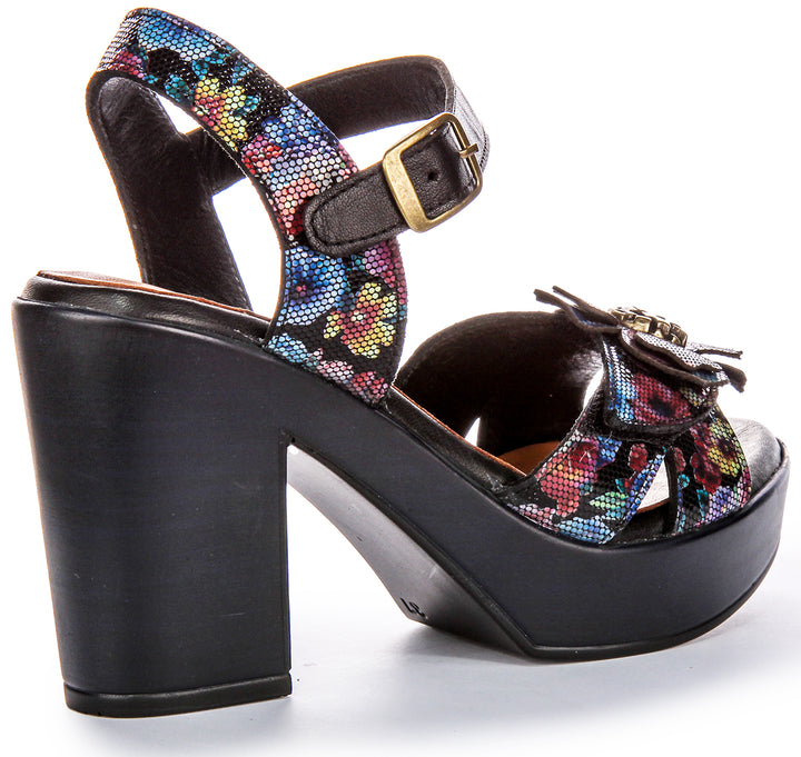 Sunny Heel Shoes In Black Flower