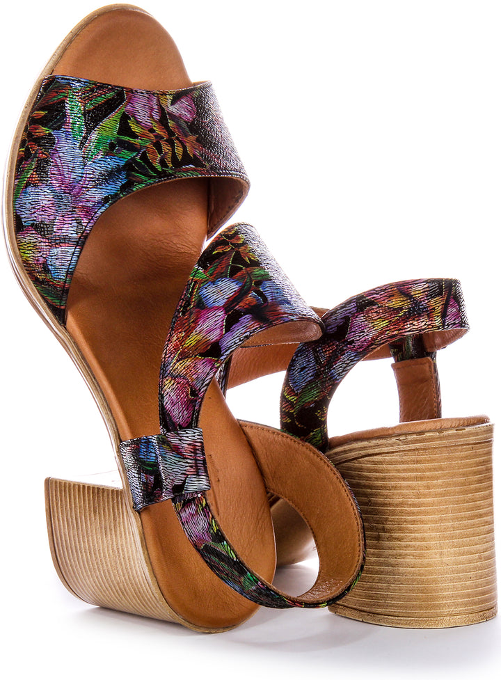 Alyssa Open Toe Sandal In Black Flower