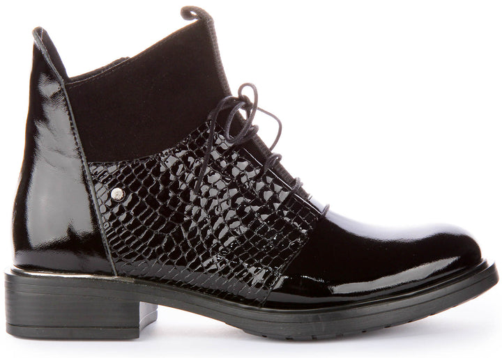 Mylah Ankle Boots In Black Patent