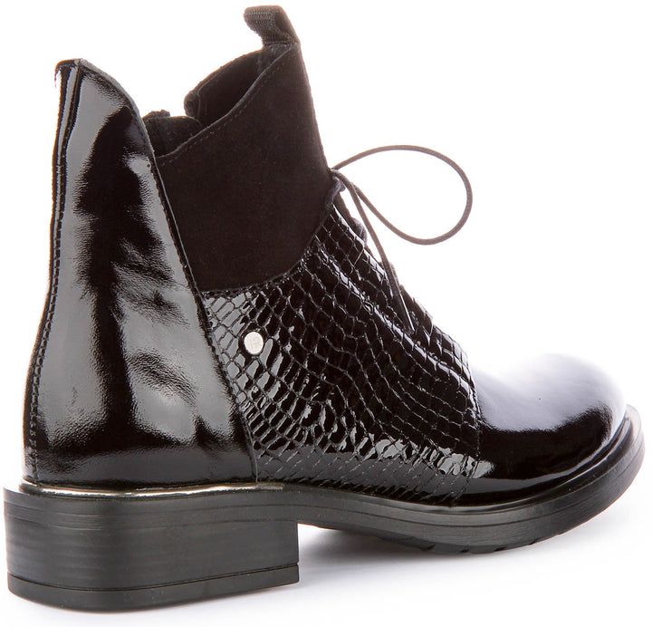 Mylah Ankle Boots In Black Patent