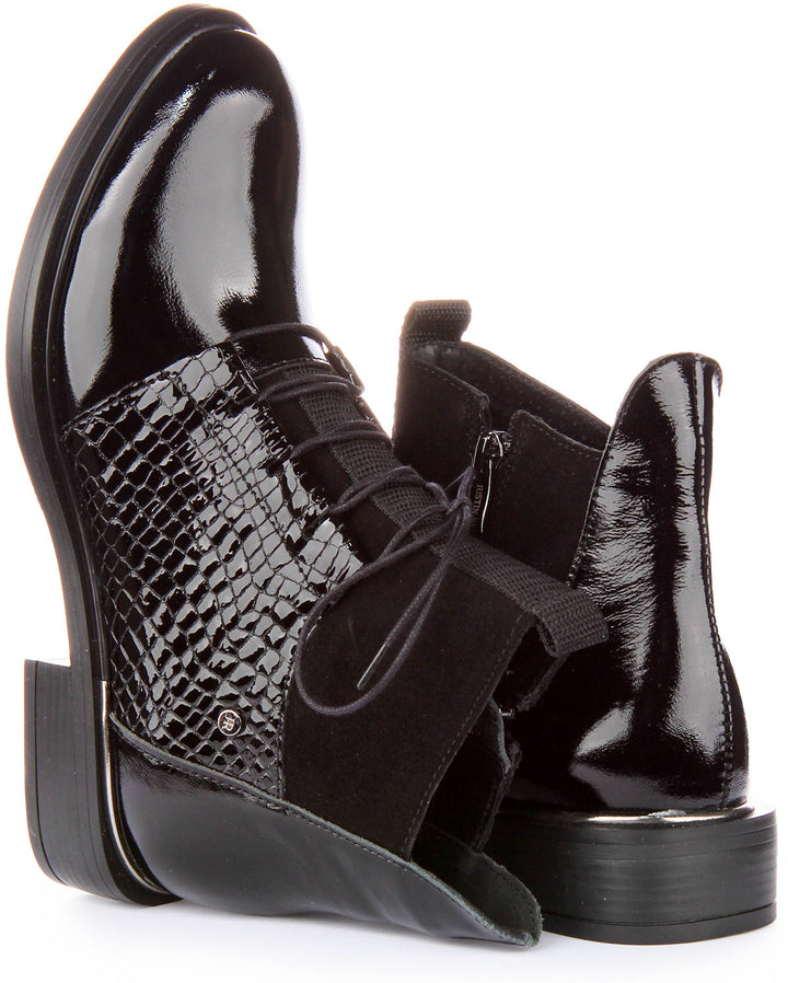 Mylah Ankle Boots In Black Patent