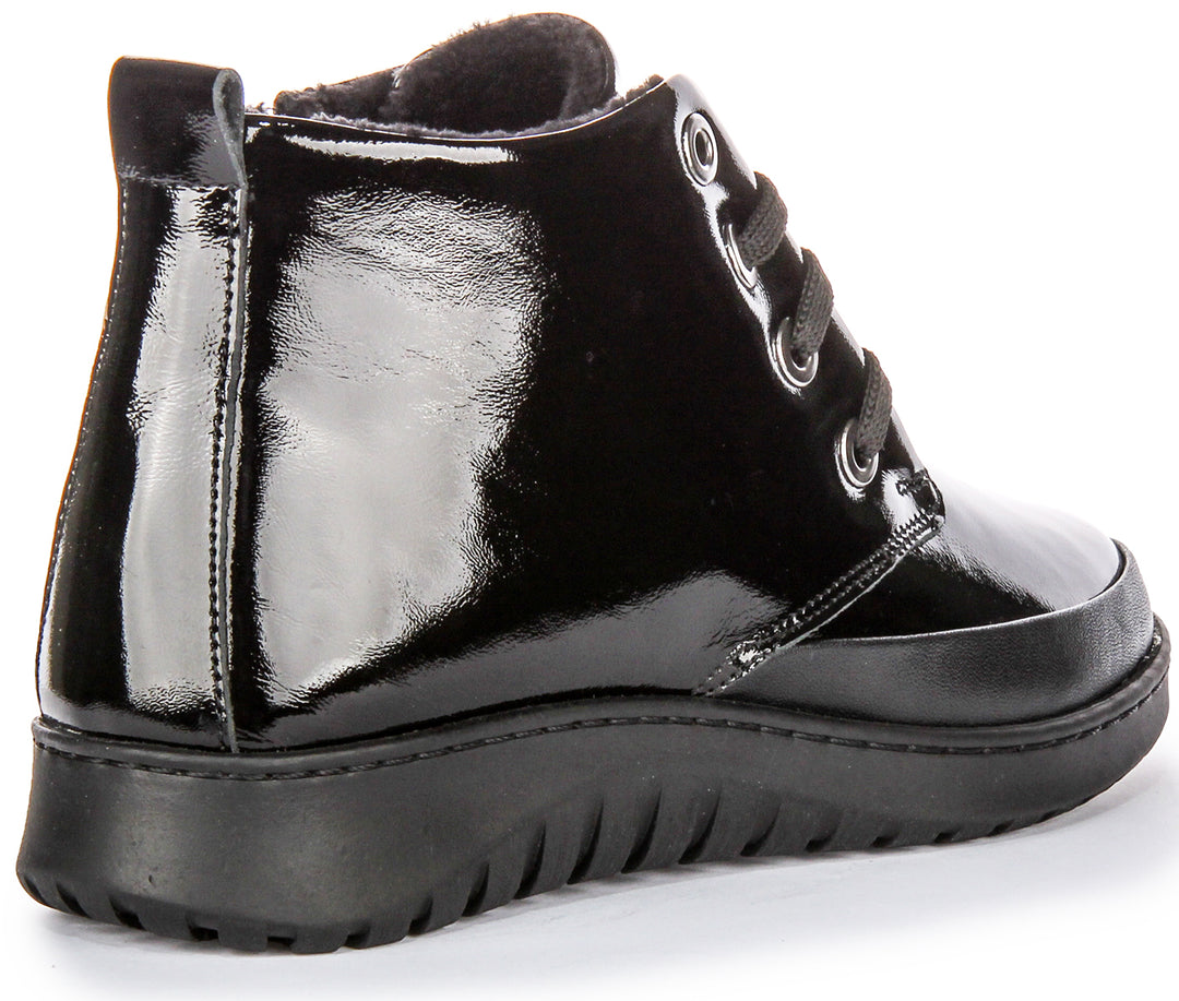 Maggie Comfort Boots In Black Patent