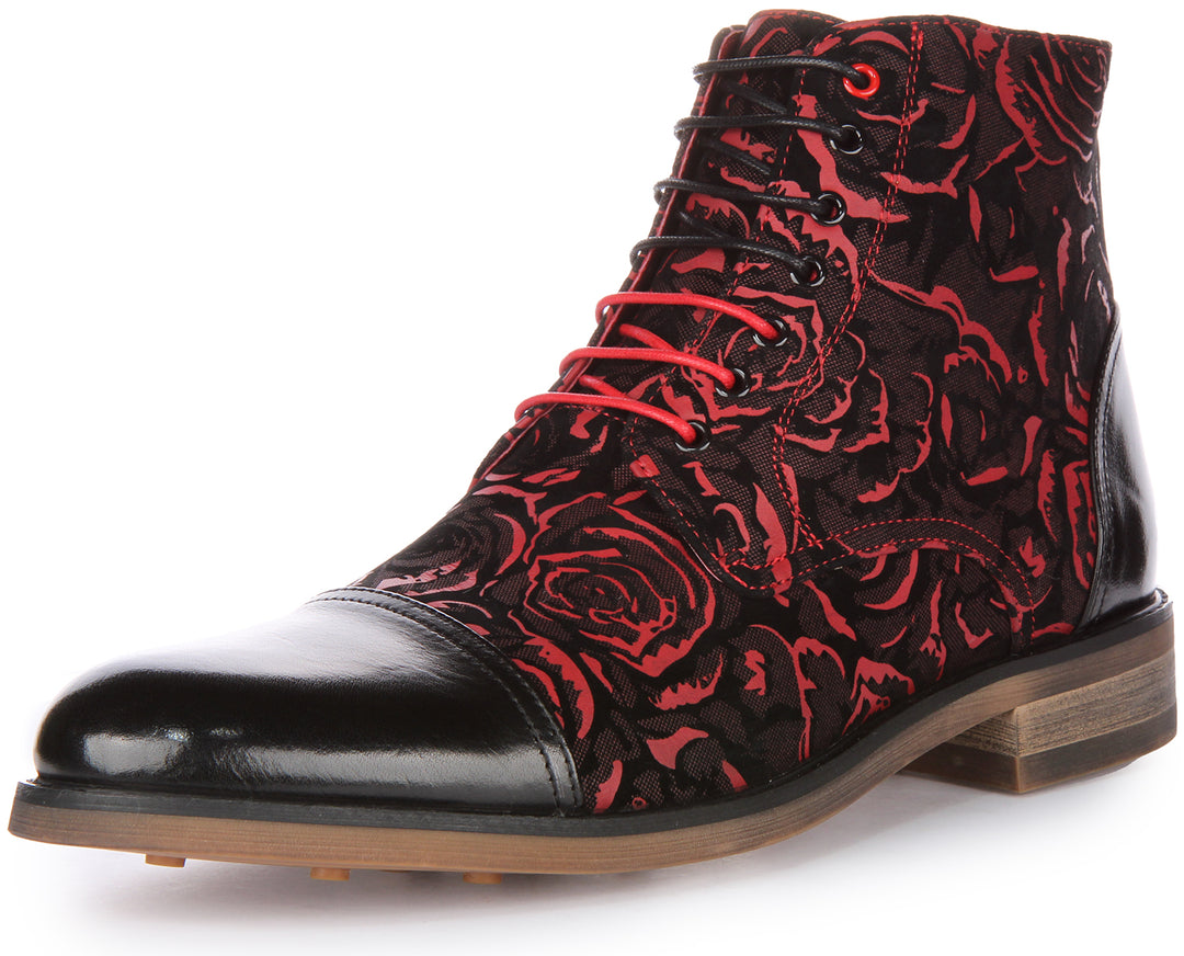 Toby Ankle Boots In Black Red