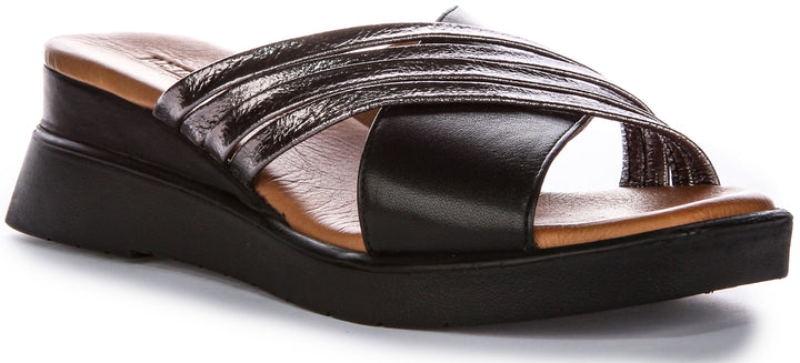 Aurea Soft Footbed  Wedges In Black Silver