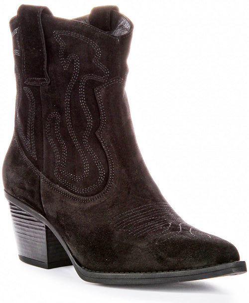 Nova Suede Ankle Boots In Black Suede