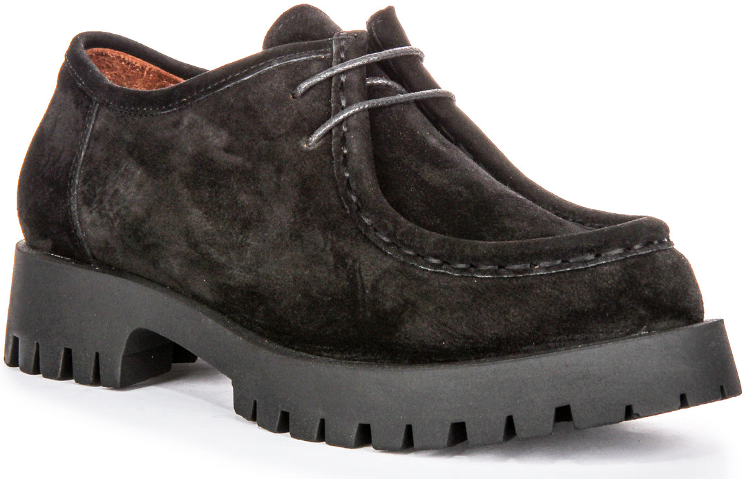 Emerie Moc Toe Shoes In Black Suede