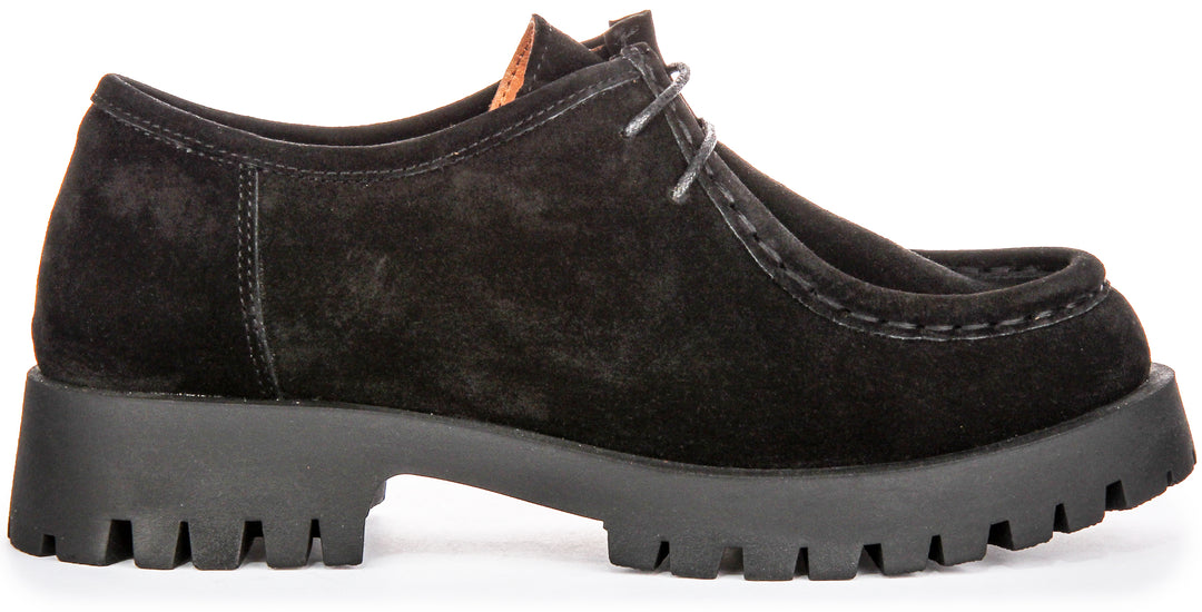 Emerie Moc Toe Shoes In Black Suede