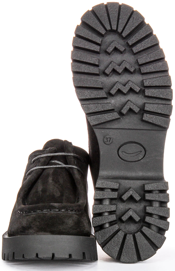 Emerie Moc Toe Shoes In Black Suede