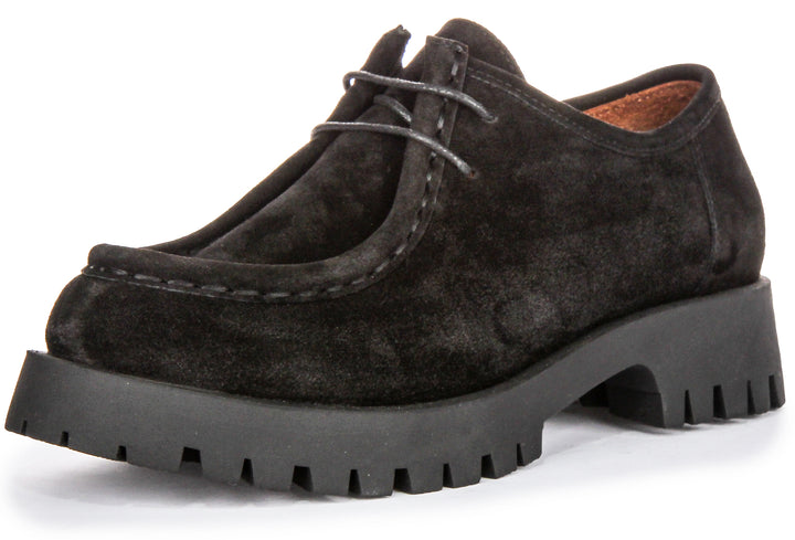 Emerie Moc Toe Shoes In Black Suede