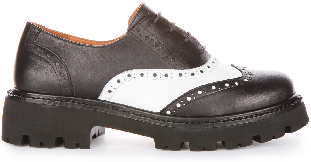 Millie In Black White Brogues