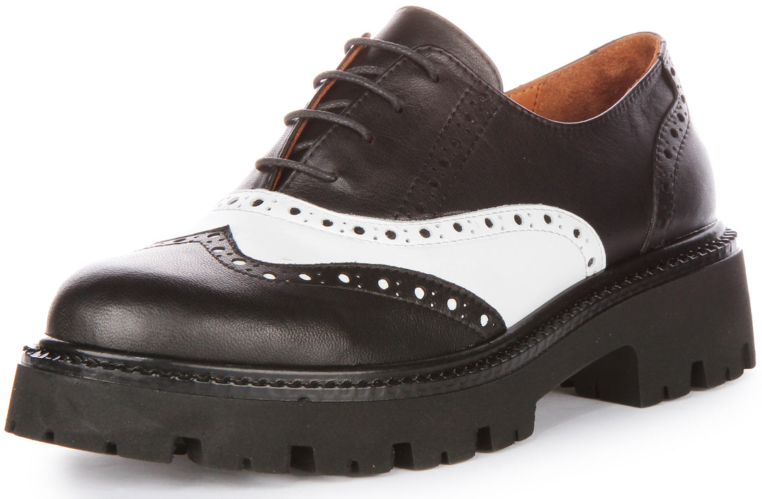 Millie In Black White Brogues