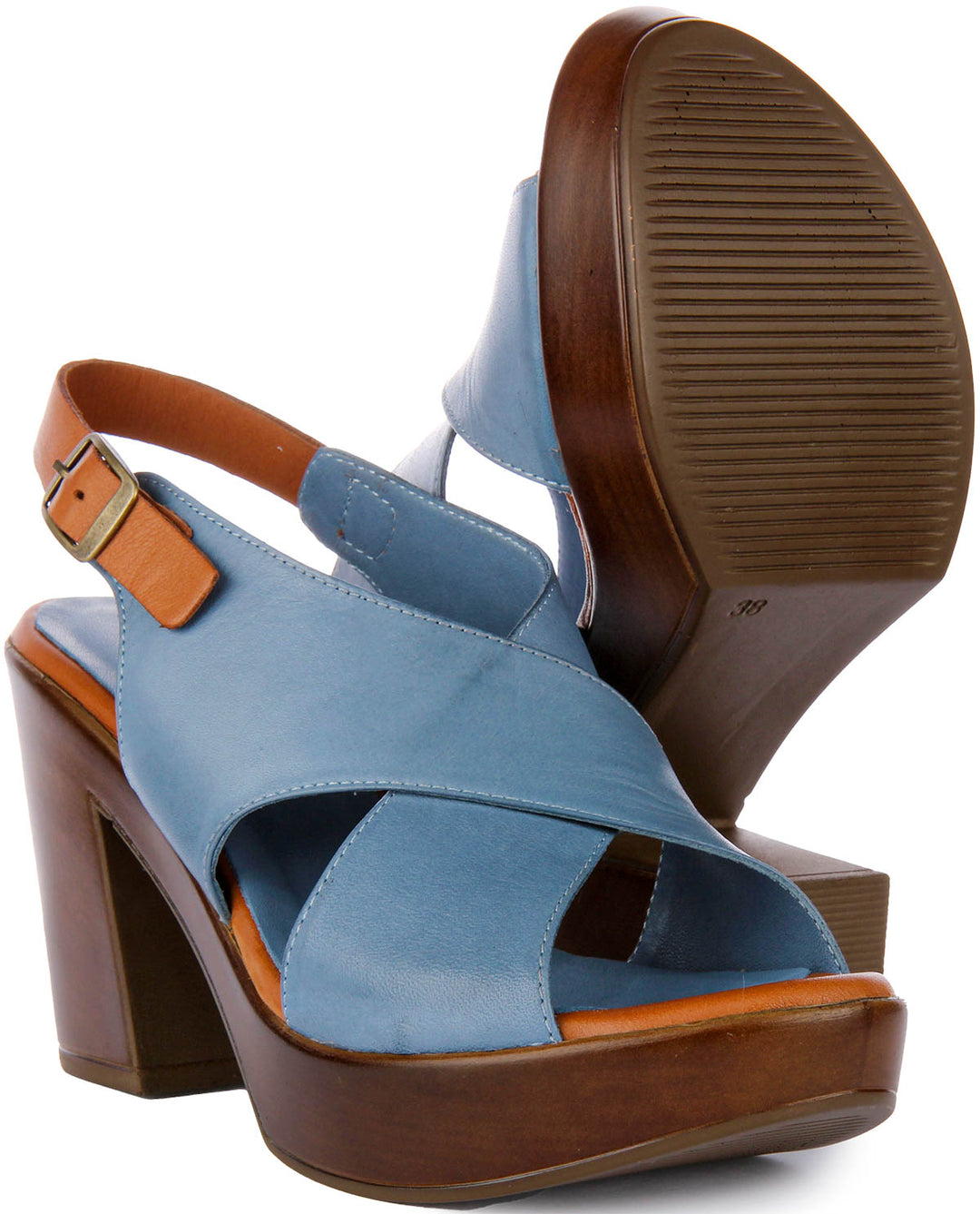 Vida Open Toe Sandals In Blue Leather