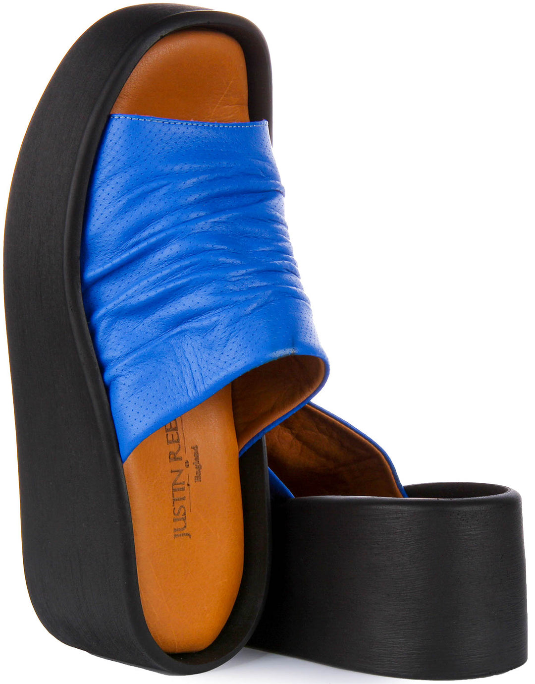 Hila Wedge Flatform Sandals In Blue Leather