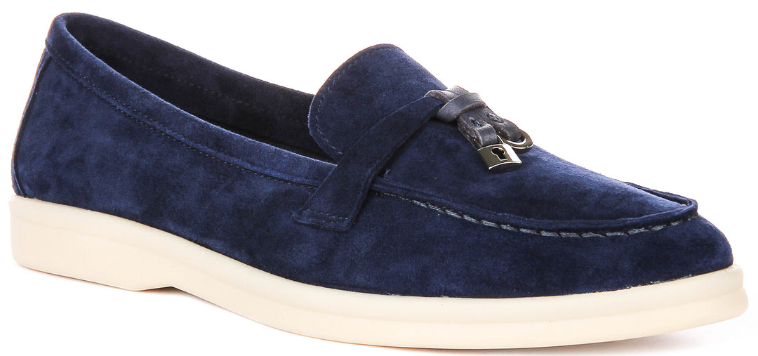 Emma In Blue Suede Loafer