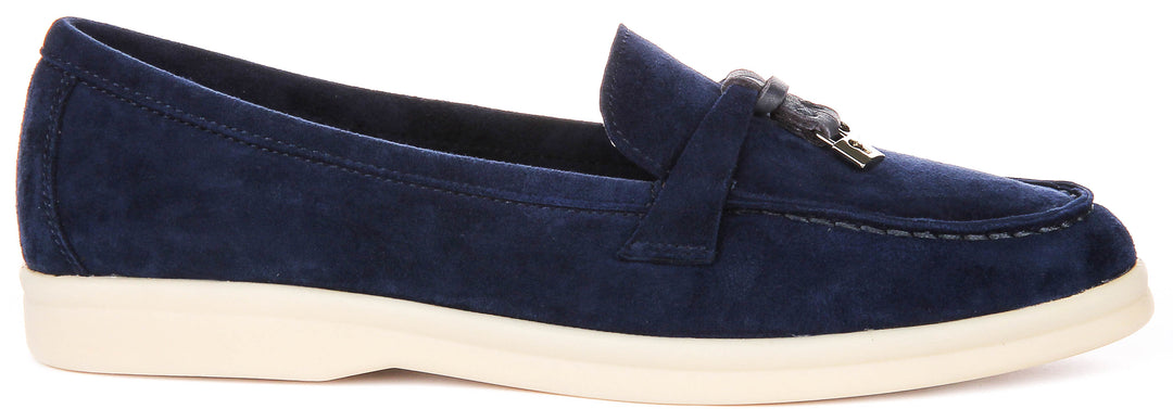 Emma In Blue Suede Loafer