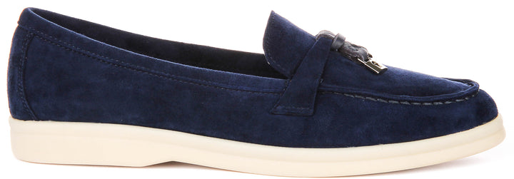 Emma In Blue Suede Loafer
