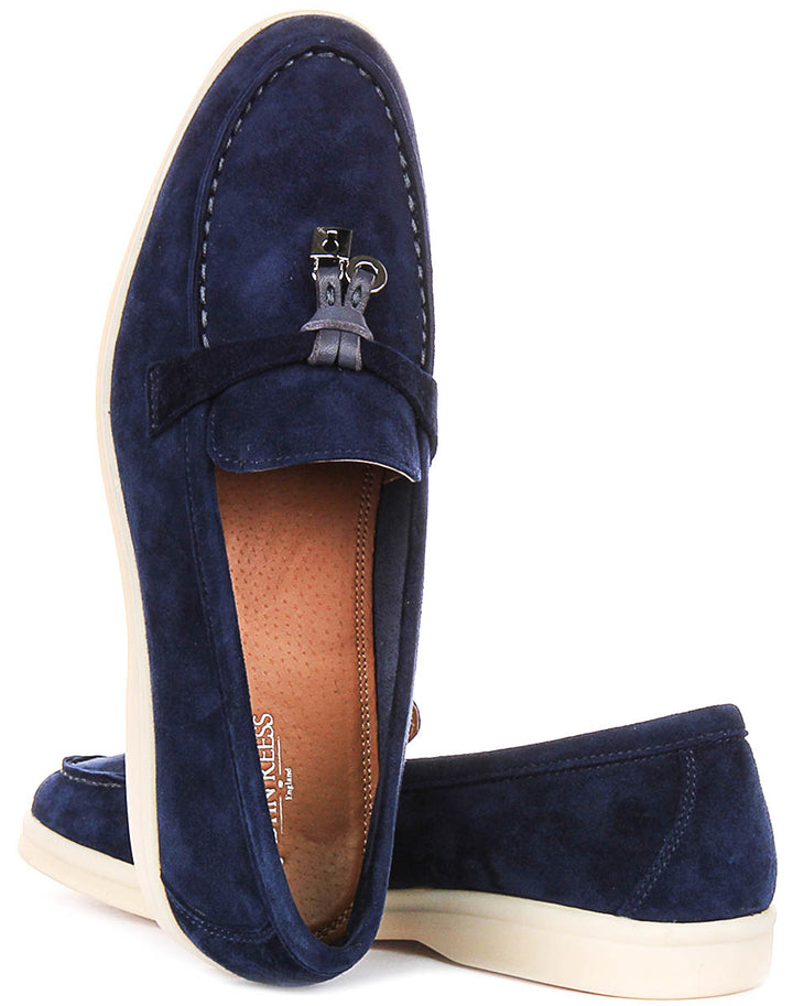 Emma In Blue Suede Loafer