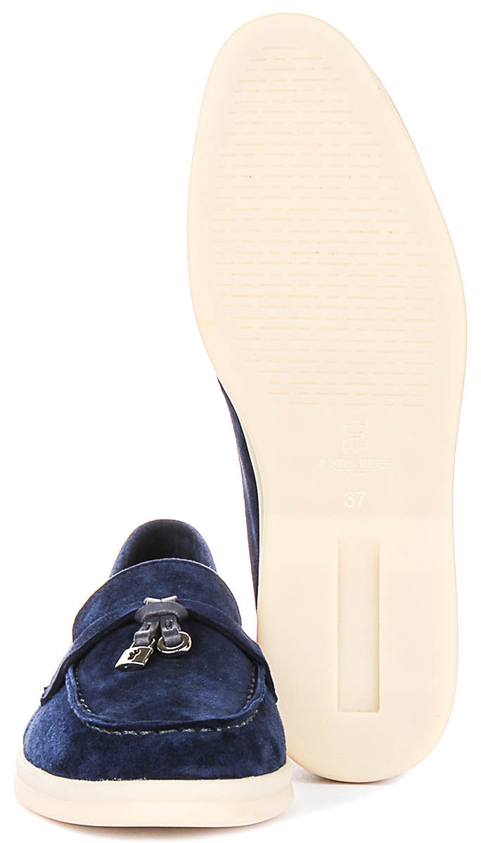 Emma In Blue Suede Loafer