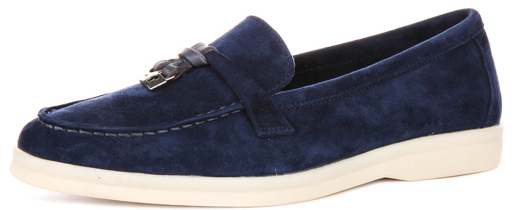 Emma In Blue Suede Loafer