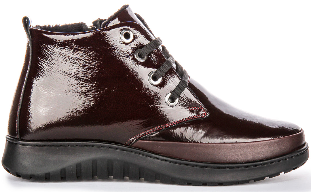 Maggie Comfort Boots In Bordo Patent