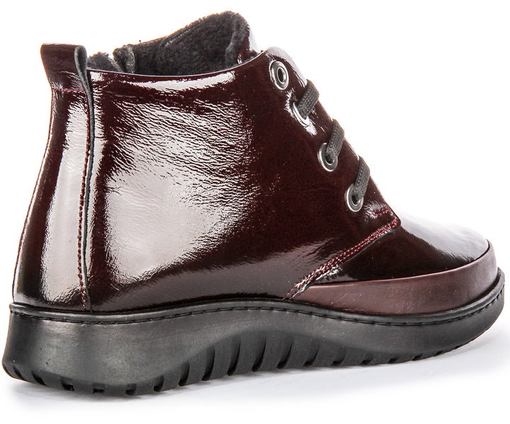 Maggie Comfort Boots In Bordo Patent