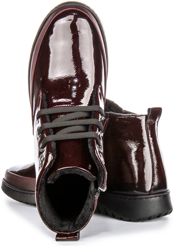 Maggie Comfort Boots In Bordo Patent