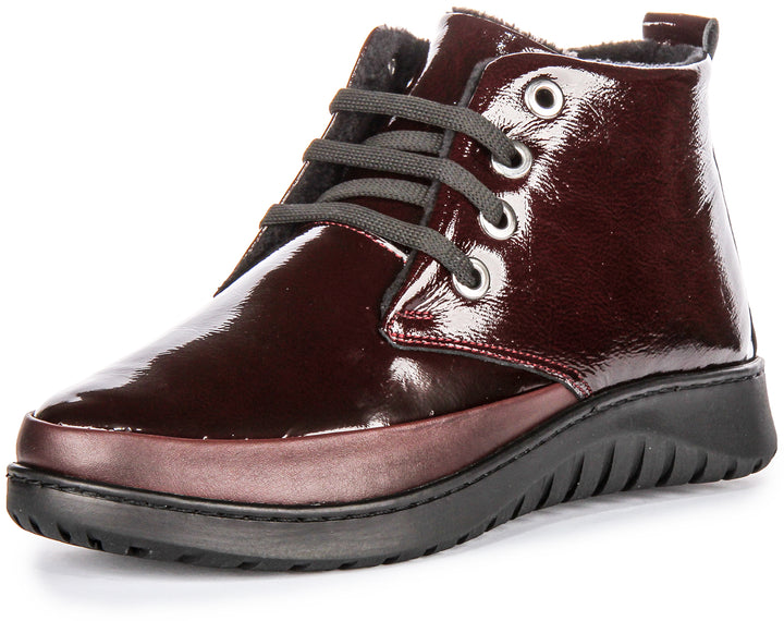 Maggie Comfort Boots In Bordo Patent