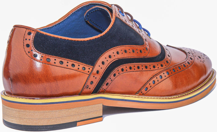 Bryan Lace Up Leather & Suede Brogue In Brown