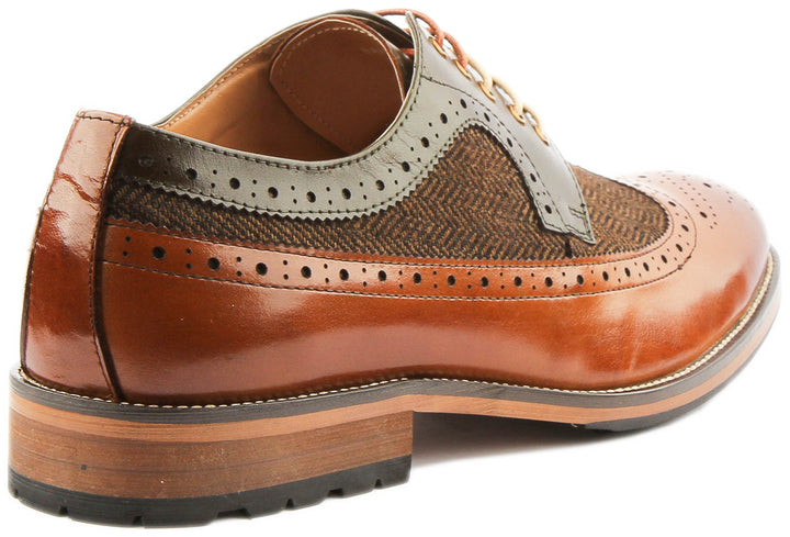 Barrett Two Tone Leather Brogue Shoe In Brown