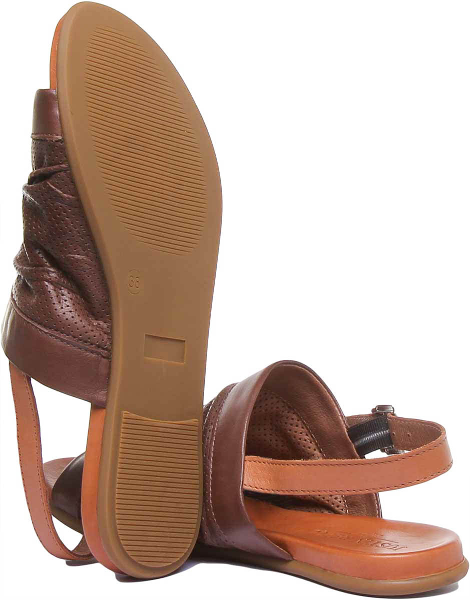 Nora Perforated Slingback Sandal In Brown