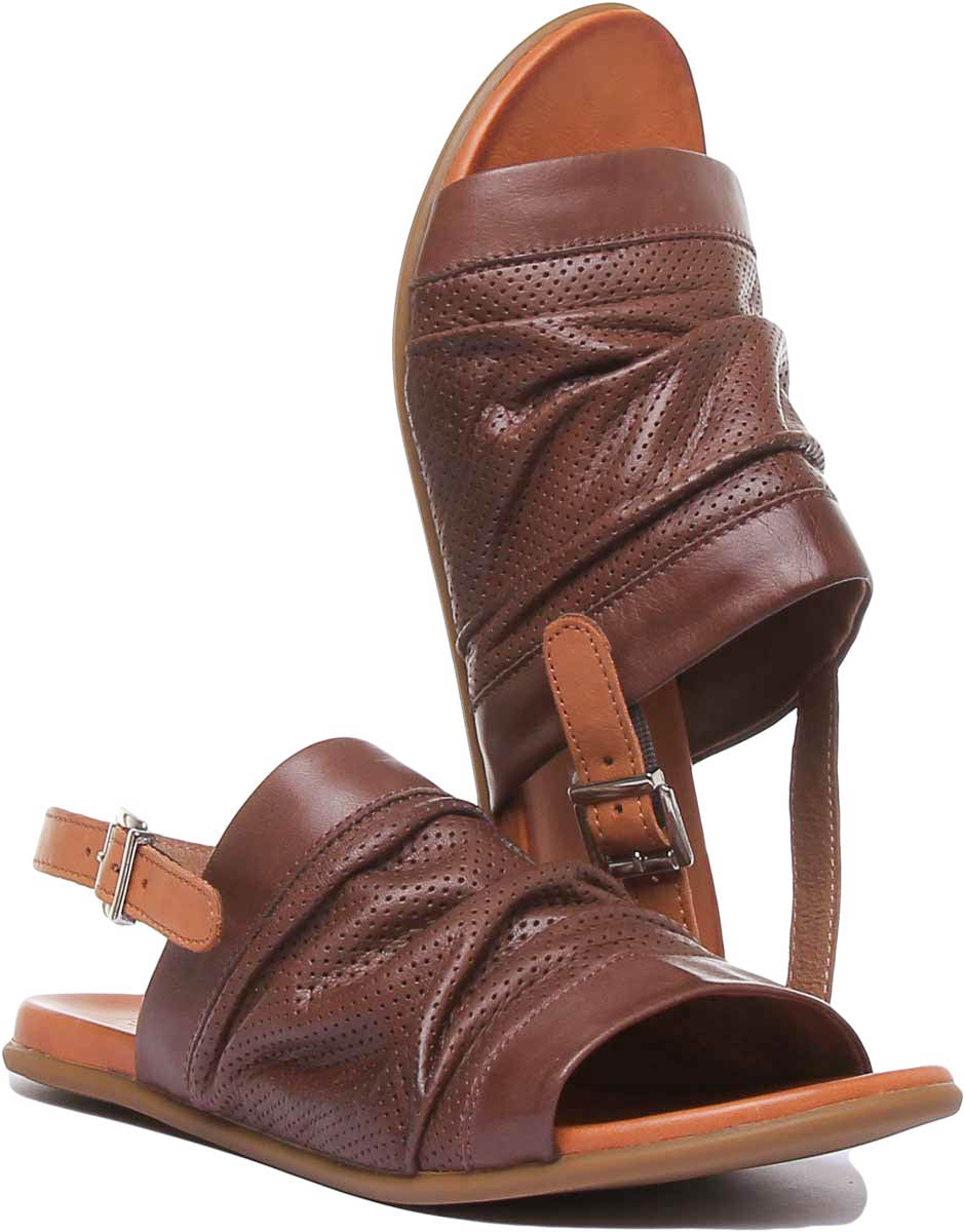 Nora Perforated Slingback Sandal In Brown