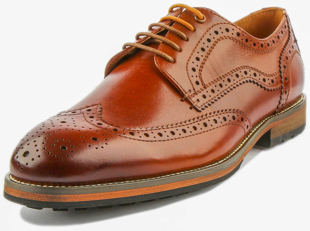 Rudolph Rugged Leather Brogue In Brown