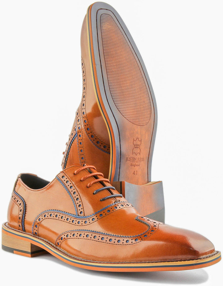 Corey Chisel Toe Lace up Brogues In Brown