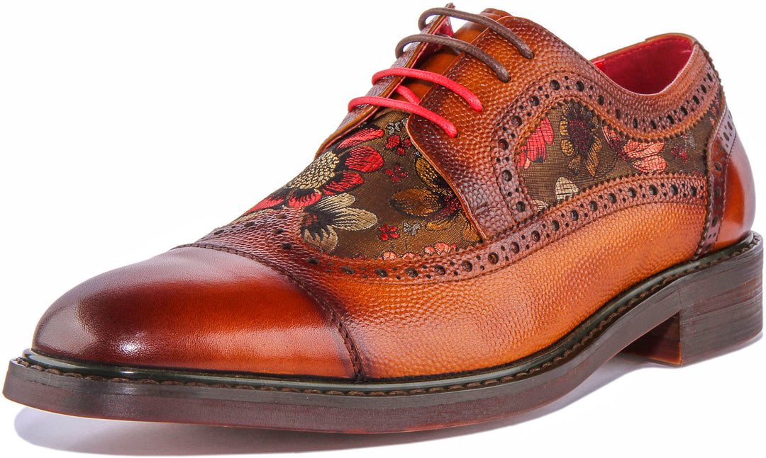 Zander Floral Brogues In Brown