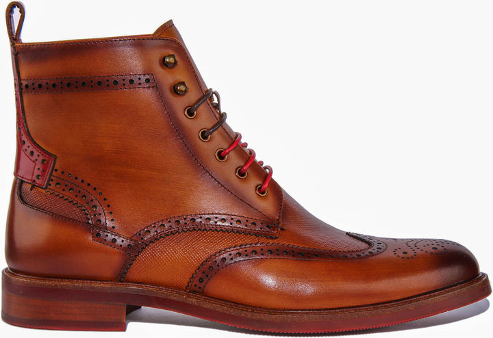 Cameron Lace up Brogue Ankle Boots In Brown